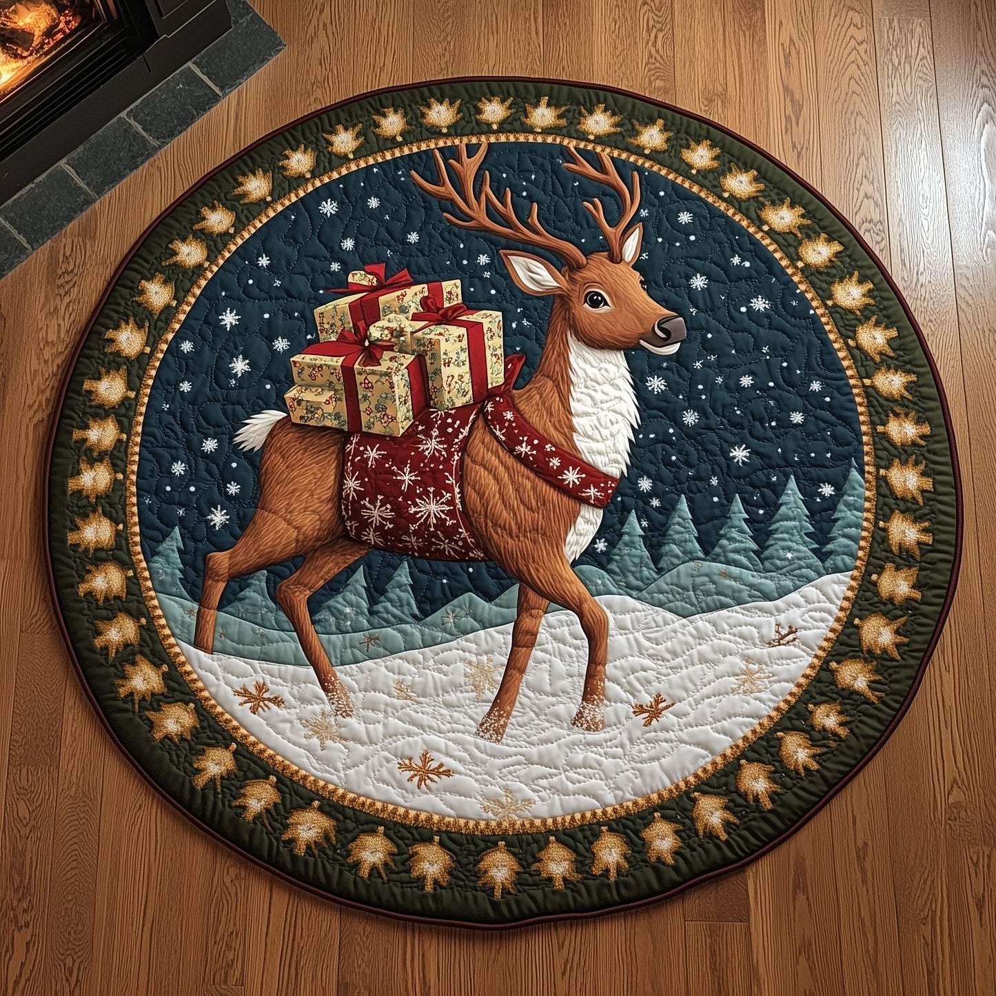 Winter Deer Quilted Round Mat GFTOHD11140