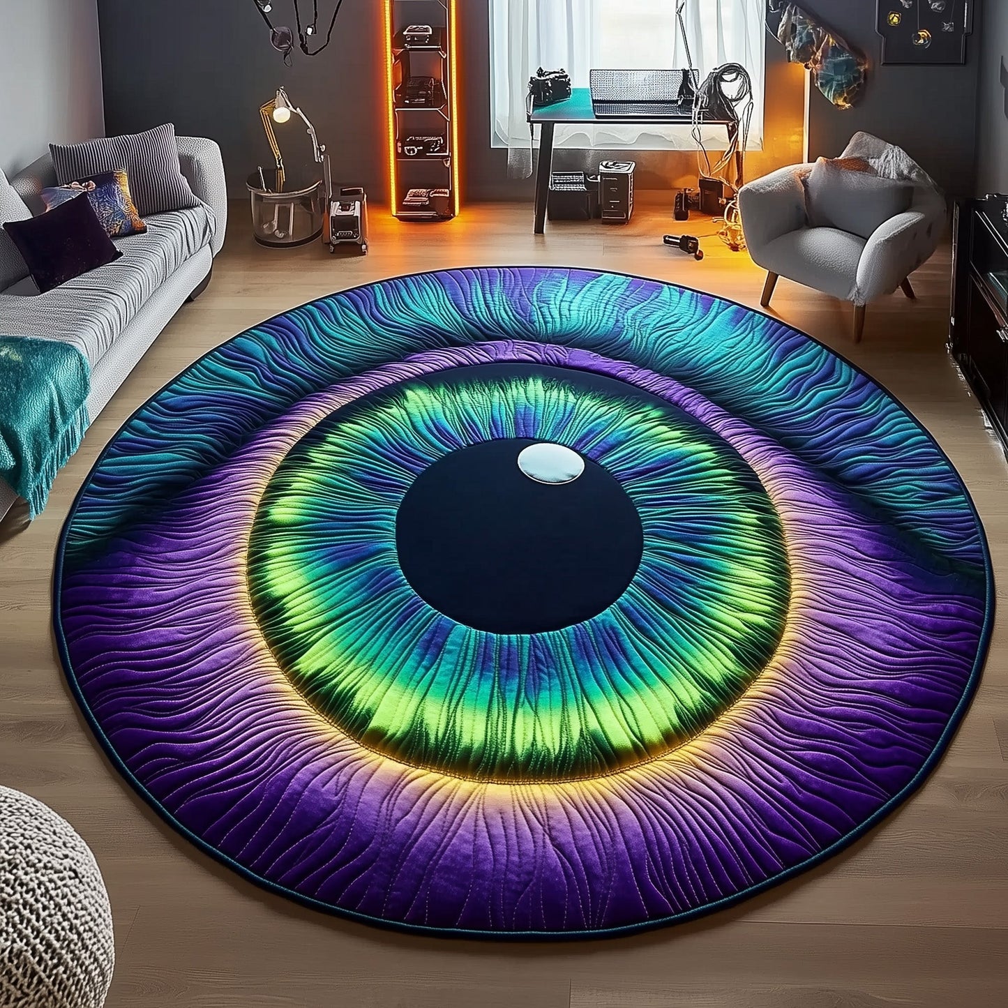 Cosmic Wanderer Eyes Quilted Round Mat GFTOHD11161