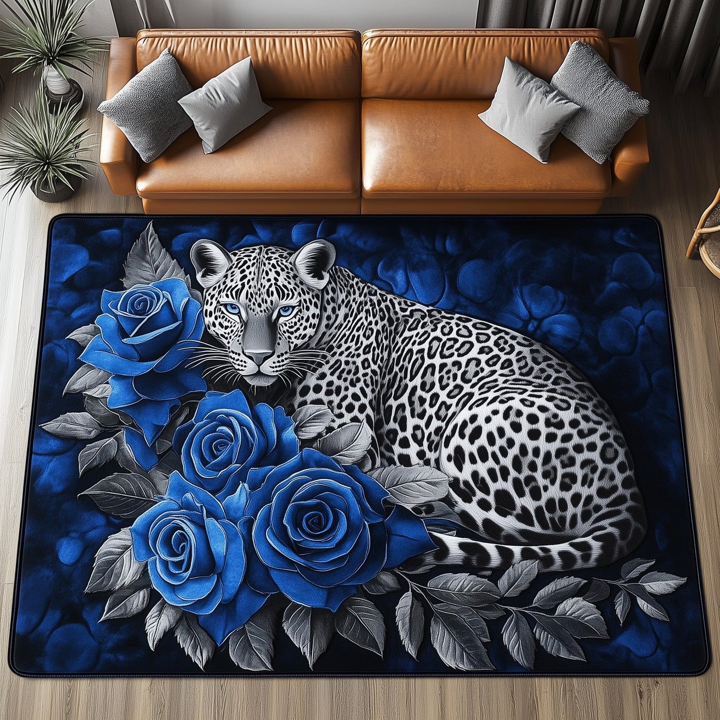Elegant White Leopard Area Rug GFTOHD11193
