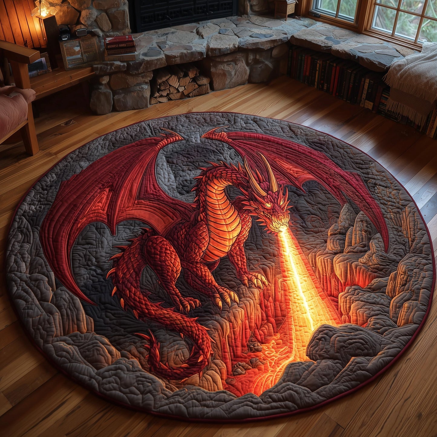 Majestic Dragon Quilted Round Mat GFTOHD11211