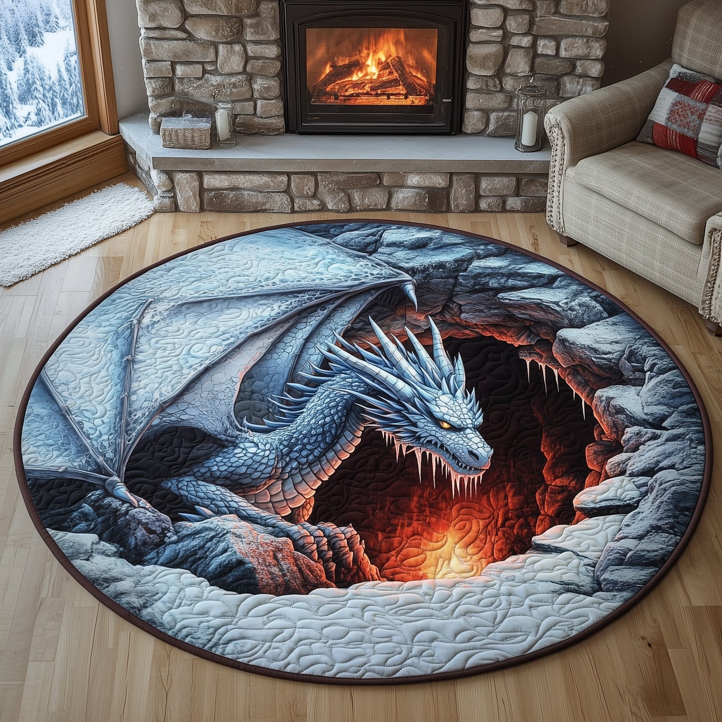 Majestic Dragon Quilted Round Mat GFTOHD11214