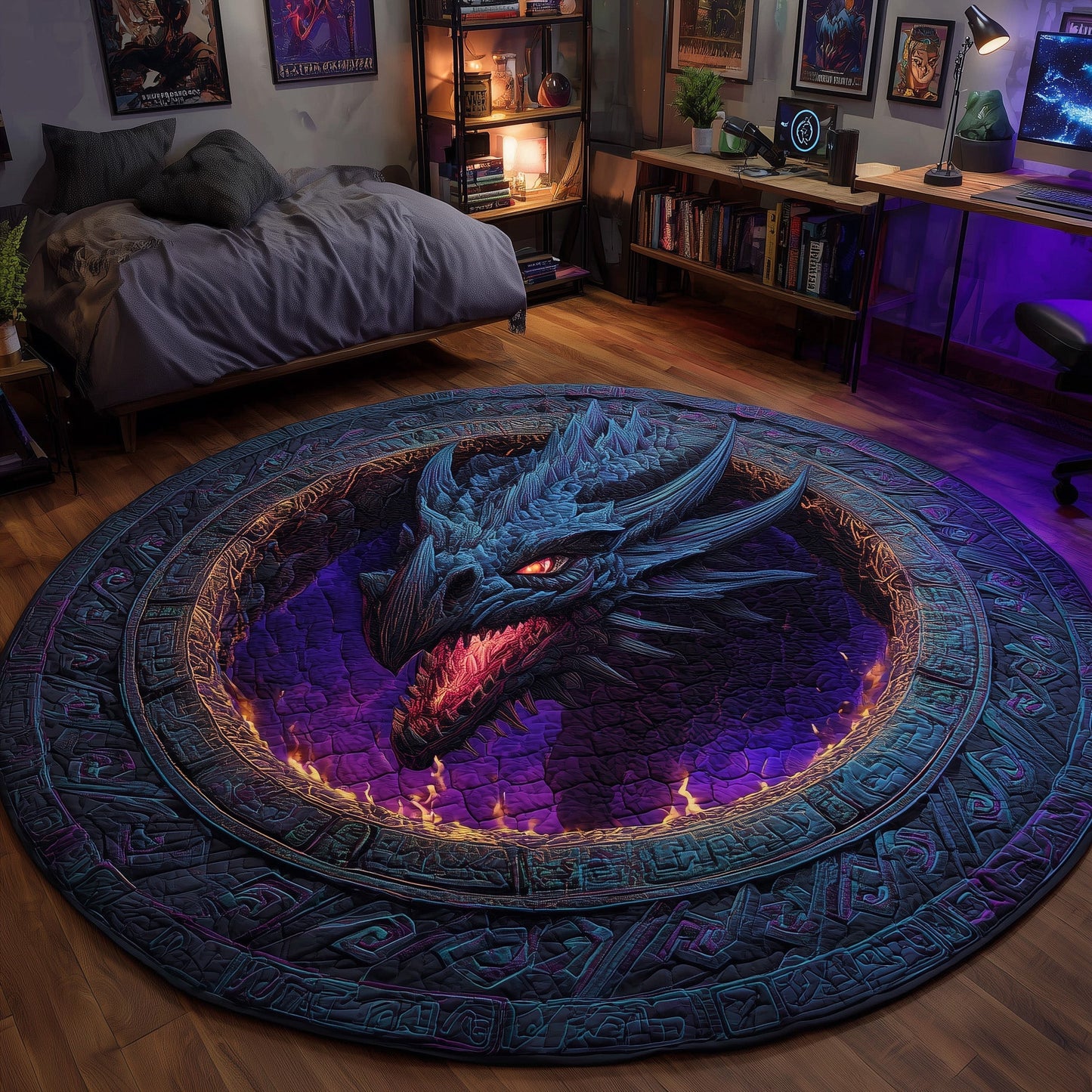 Majestic Dragon Quilted Round Mat GFTOHD11220
