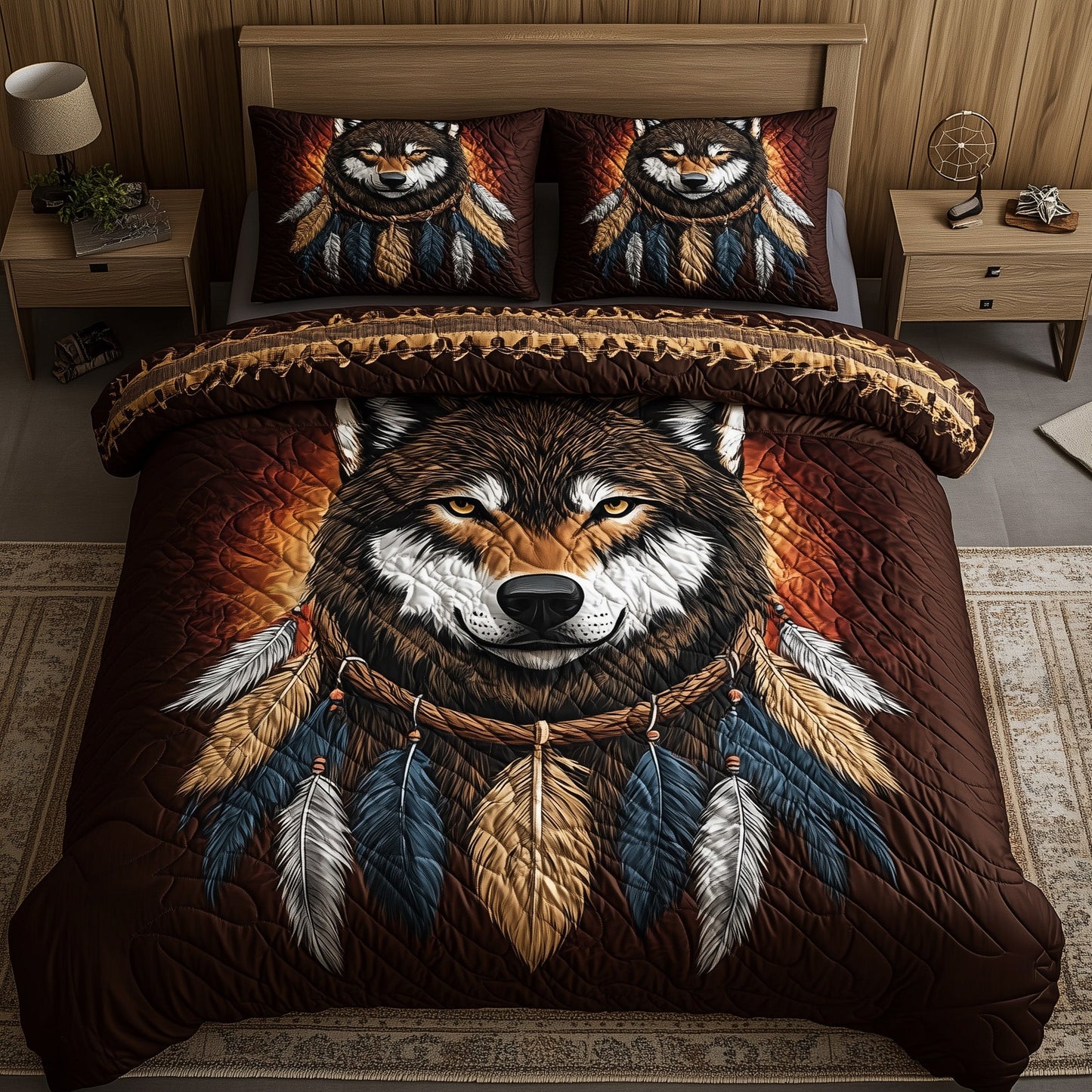 Majestic Native Wolf Duvet Cover Set GFTOHD11233