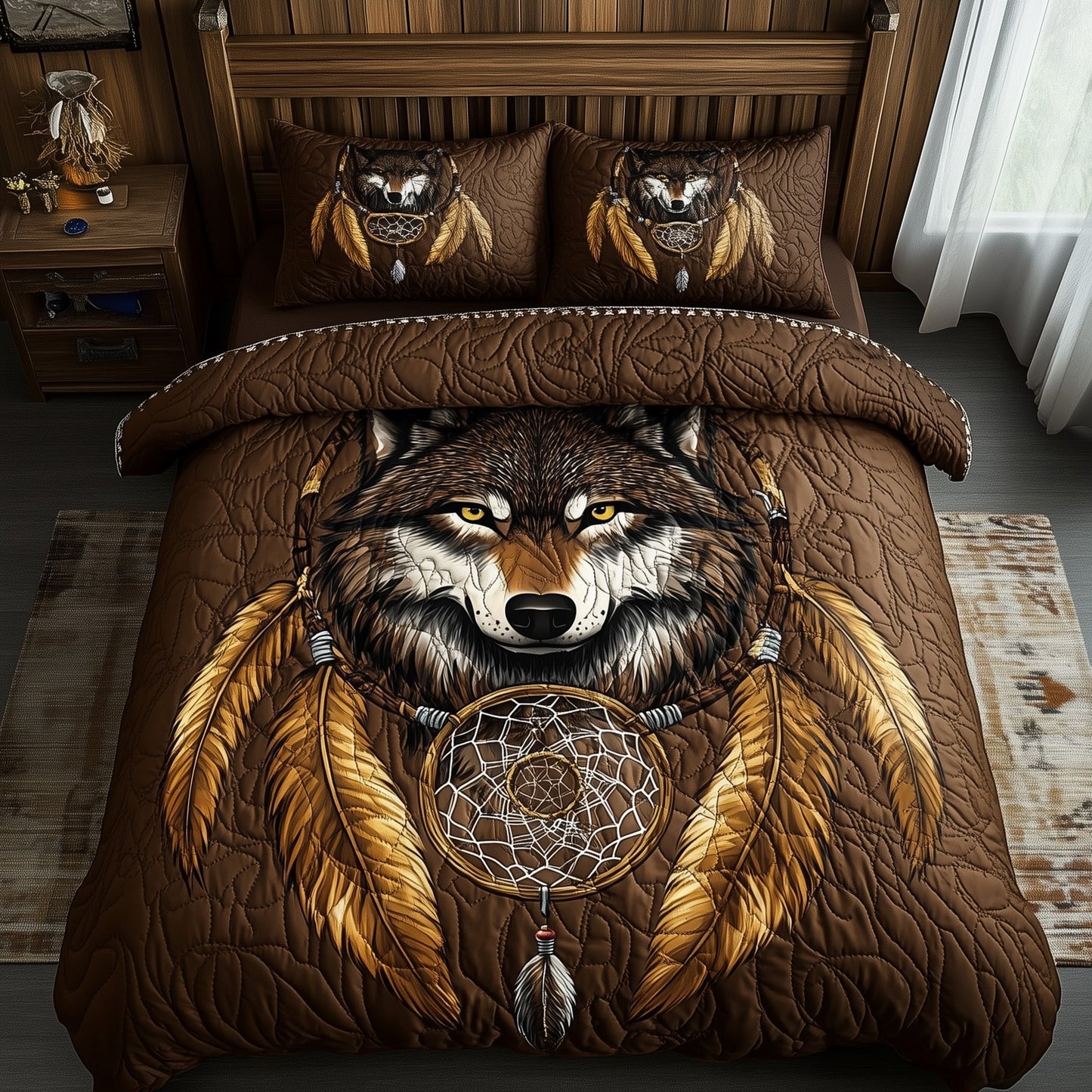 Majestic Native Wolf Duvet Cover Set GFTOHD11234
