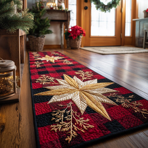 Christmas Golden Star Runner Rug GFTOHD11266