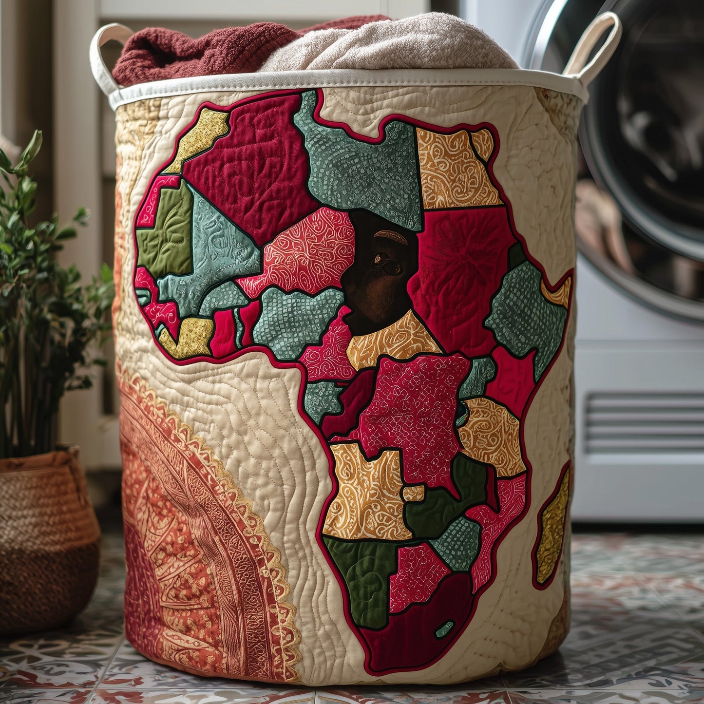 African Roots Quilted Laundry Basket GFTOHD11283