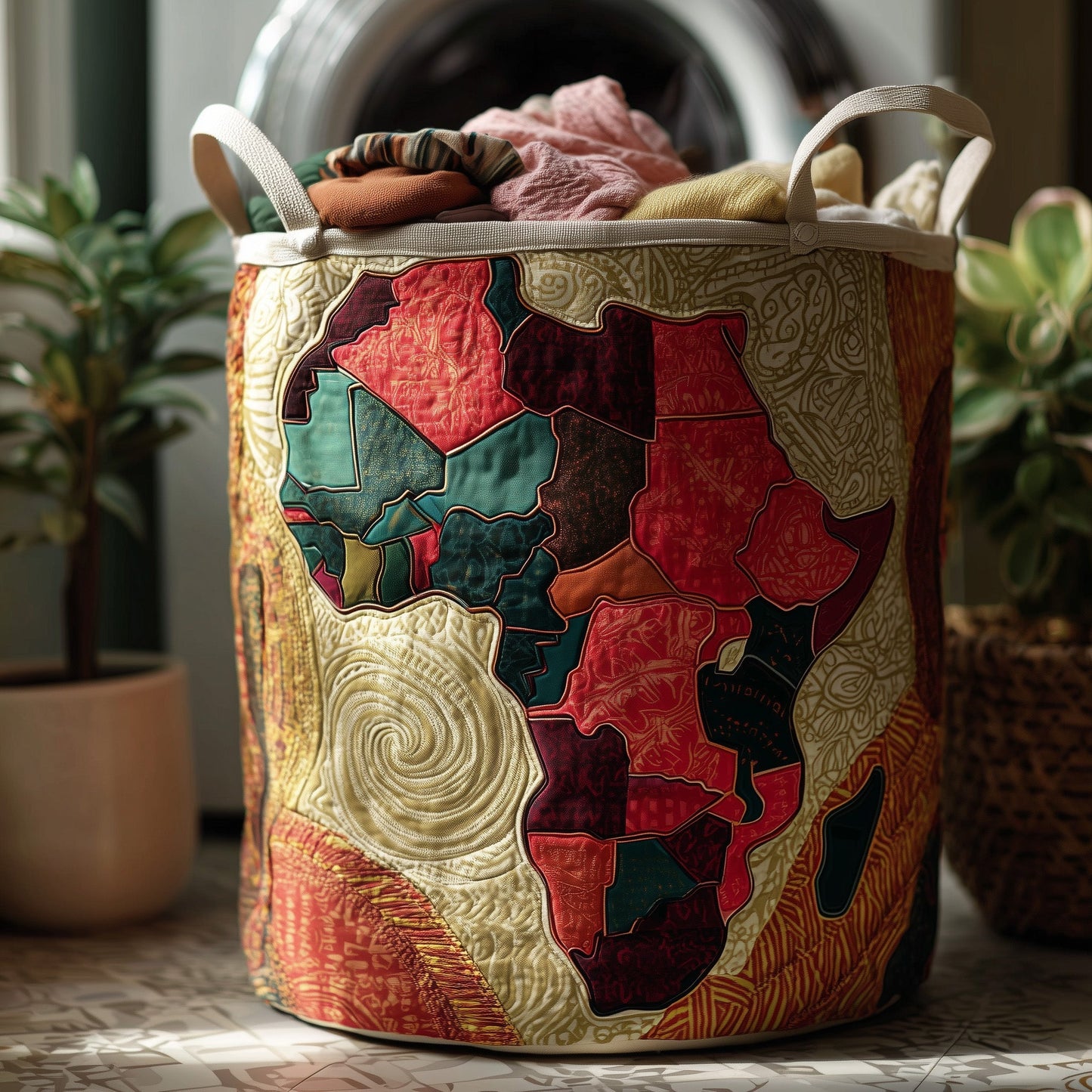 African Roots Quilted Laundry Basket GFTOHD11284