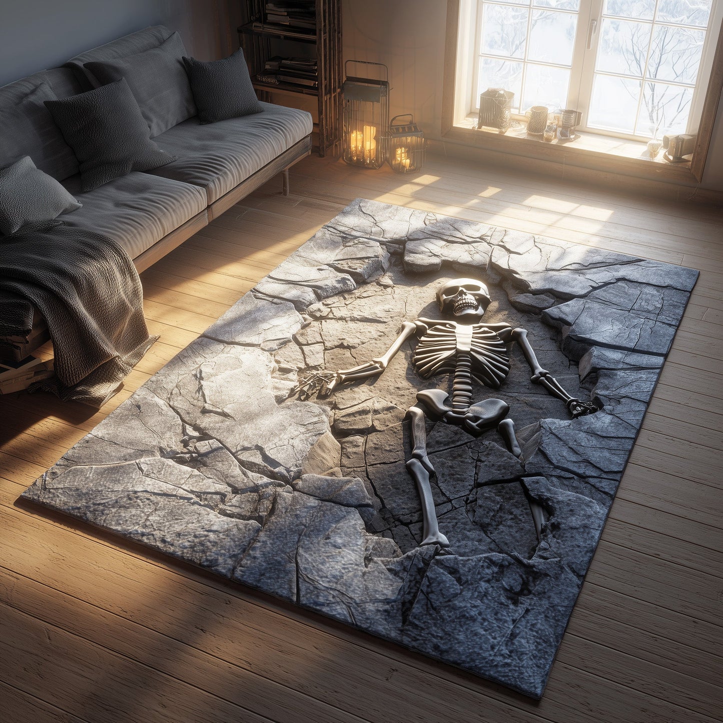 Skeleton Grave Area Rug GFTOHD11288