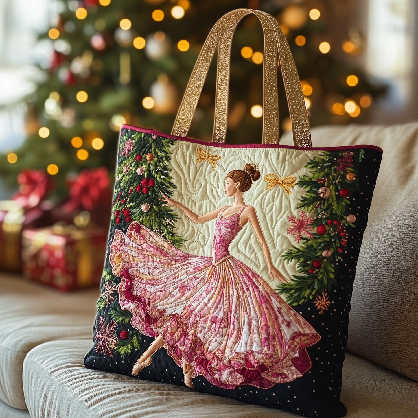 Elegant Ballerina Quilted Tote Bag GFTOHD11314