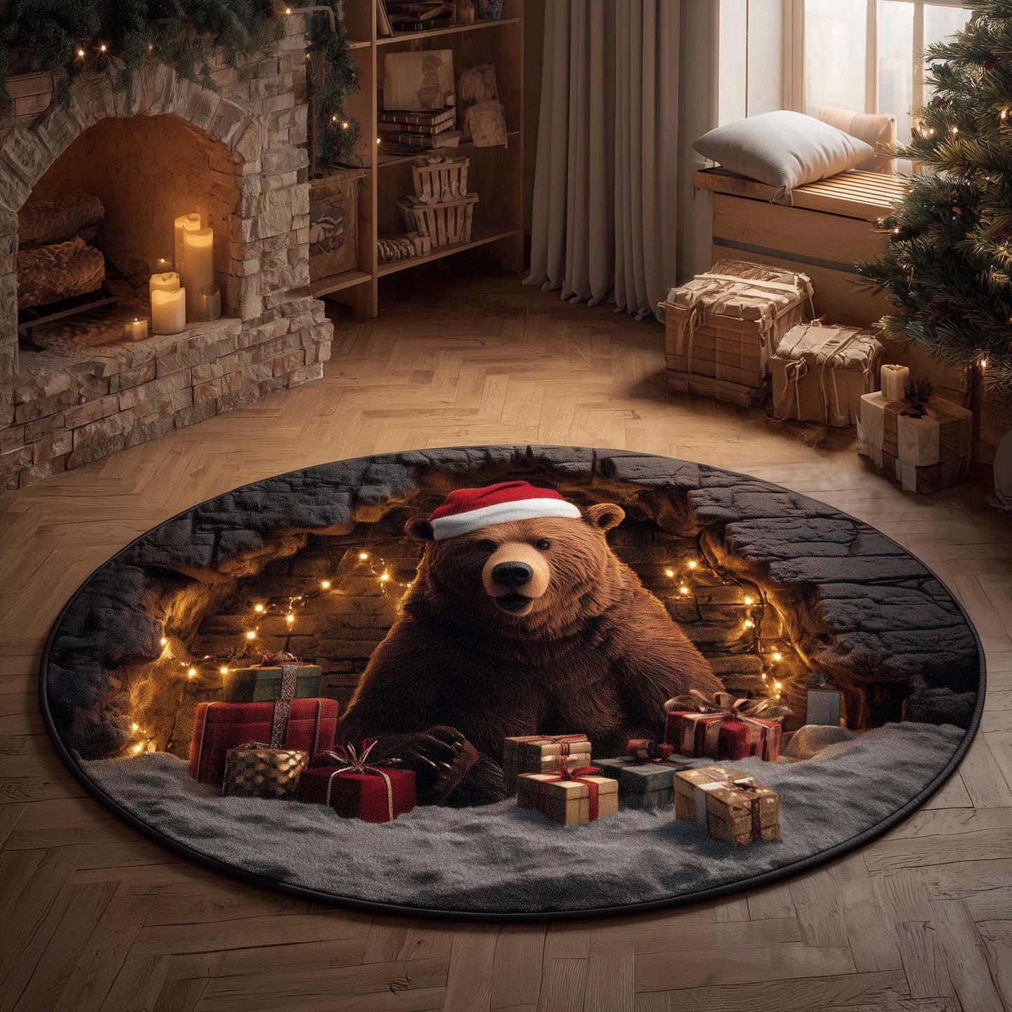 Holiday Bear Quilted Round Mat GFTOHD11346