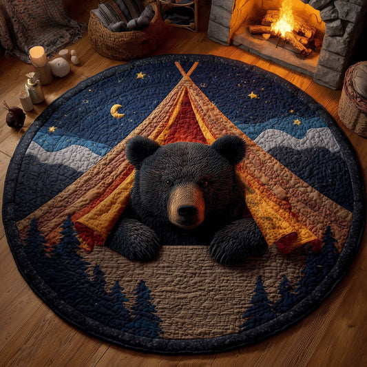 Camping Bear Quilted Round Mat GFTOHD11353