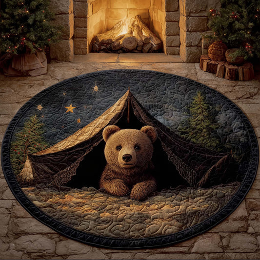 Camping Bear Quilted Round Mat GFTOHD11354