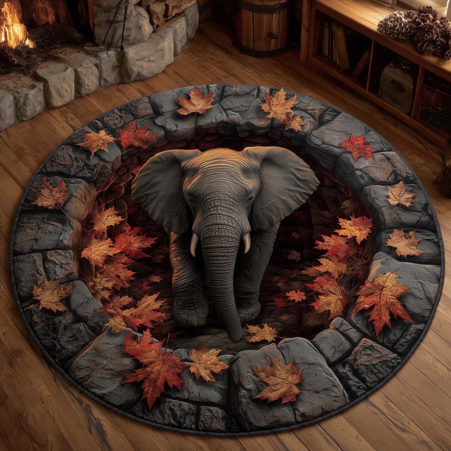 Elephant Grace Quilted Round Mat GFTOHD11355