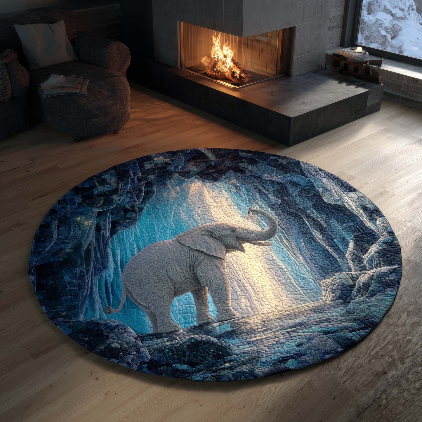 Elephant Grace Quilted Round Mat GFTOHD11357