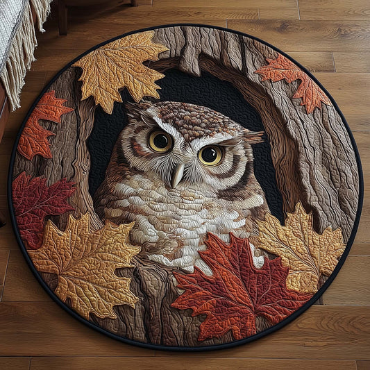 Autumn Guardian Owl Quilted Round Mat GFTOHD11396