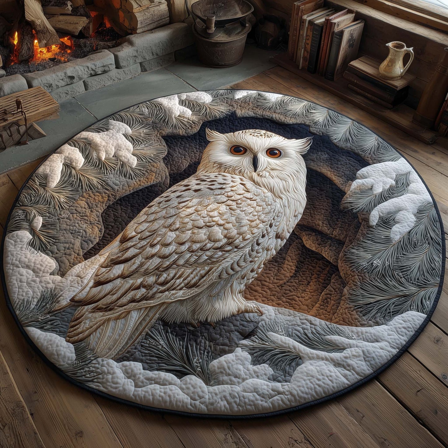 Snowy Owl Winter Dream Quilted Round Mat GFTOHD11397