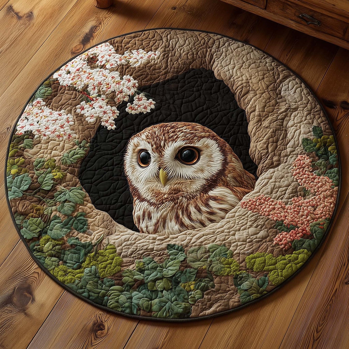 Spring Forest Owl Quilted Round Mat GFTOHD11399