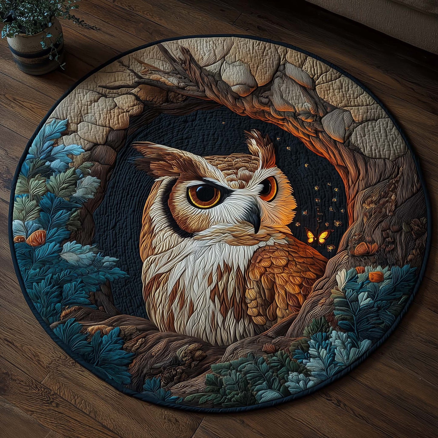 Summer Night Owl Quilted Round Mat GFTOHD11402