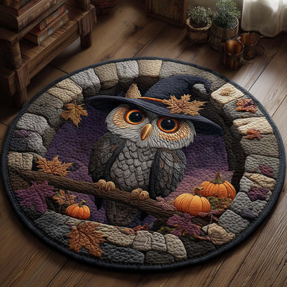 Halloween Witch Owl Quilted Round Mat GFTOHD11403