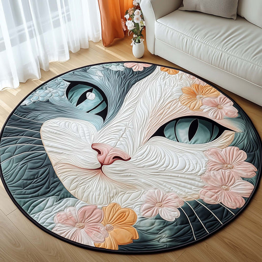 Spring Blossom Cat Quilted Round Mat GFTOHD11409