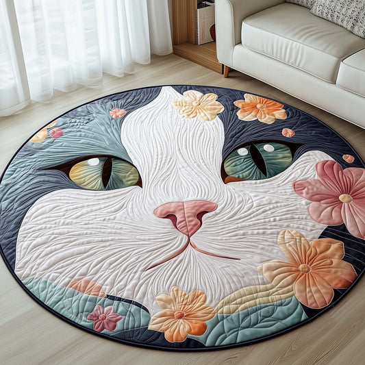 Spring Blossom Cat Quilted Round Mat GFTOHD11410