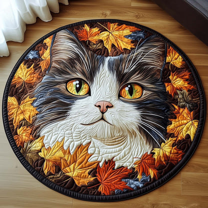 Autumn Forest Cat Quilted Round Mat GFTOHD11414