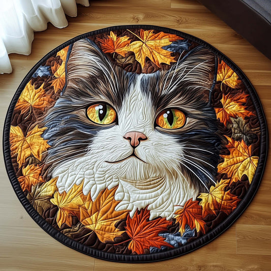 Autumn Forest Cat Quilted Round Mat GFTOHD11414