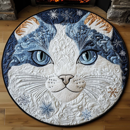 Winter Snow Cat Quilted Round Mat GFTOHD11415