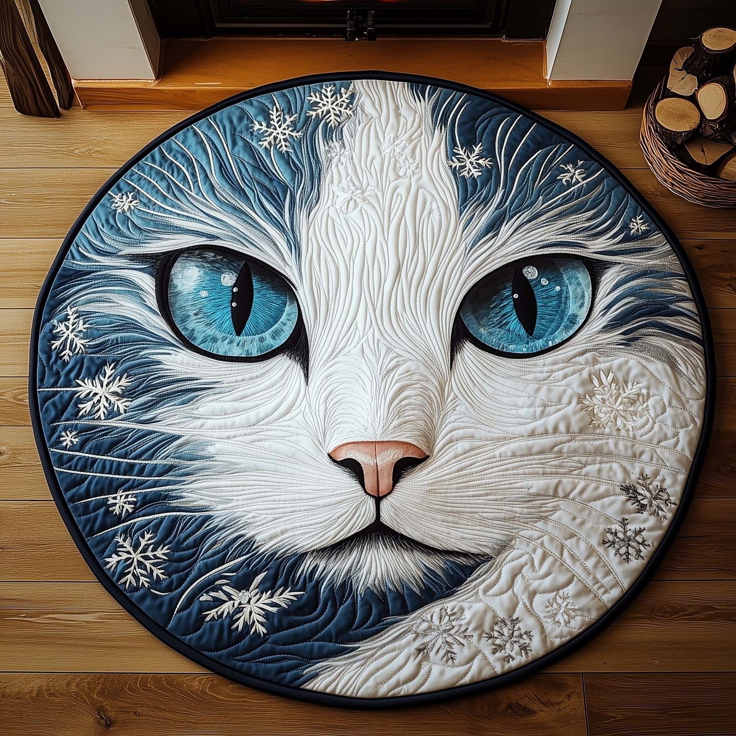 Winter Snow Cat Quilted Round Mat GFTOHD11416