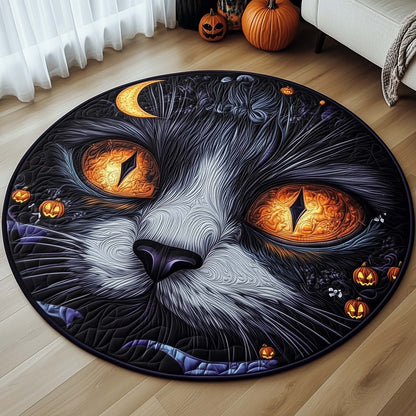 Halloween Witch Cat Quilted Round Mat GFTOHD11417