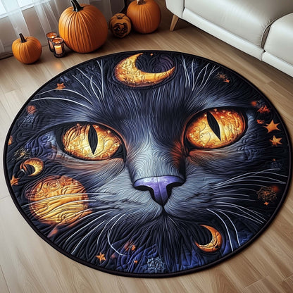 Halloween Witch Cat Quilted Round Mat GFTOHD11418