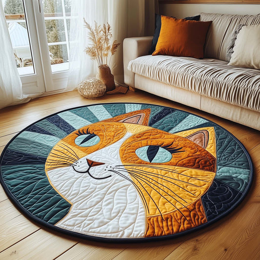 Boho Sun Cat Quilted Round Mat GFTOHD11421