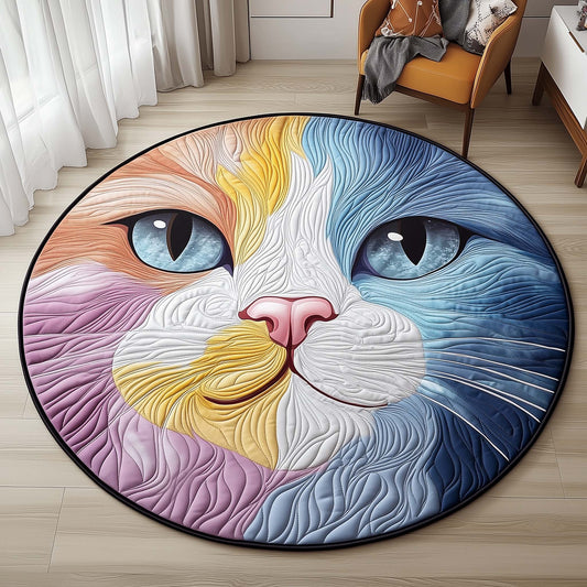 Fantasy Rainbow Cat Quilted Round Mat GFTOHD11422