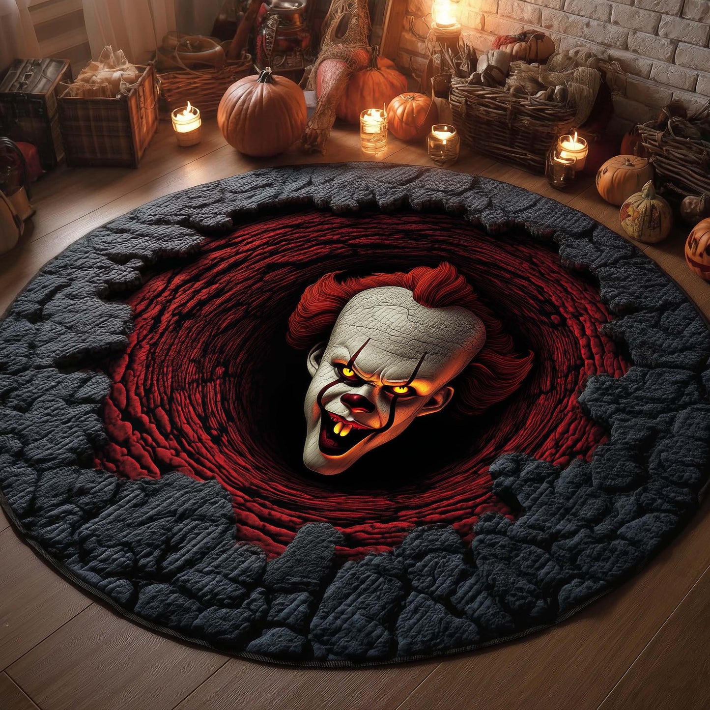 Creepy Clown Quilted Round Mat GFTOHD11437