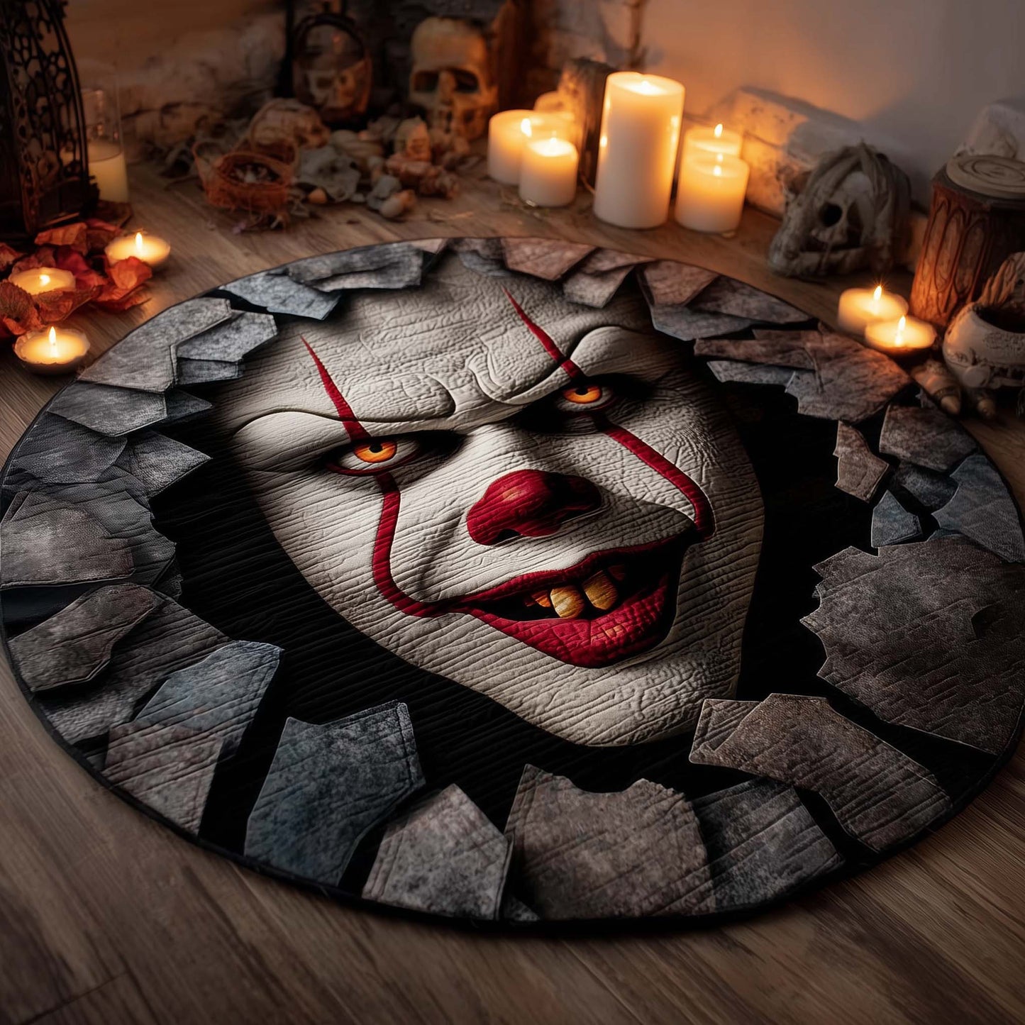 Creepy Clown Quilted Round Mat GFTOHD11438