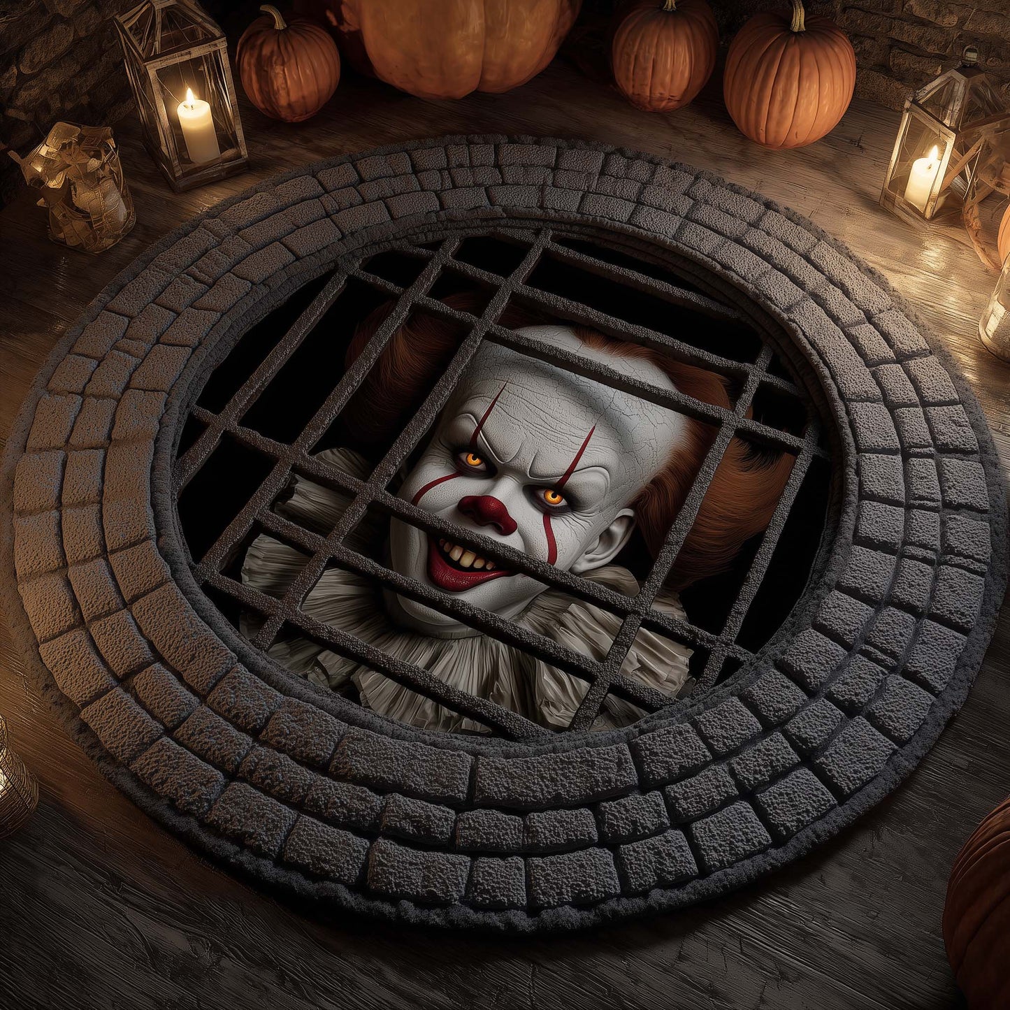 Creepy Clown Quilted Round Mat GFTOHD11440