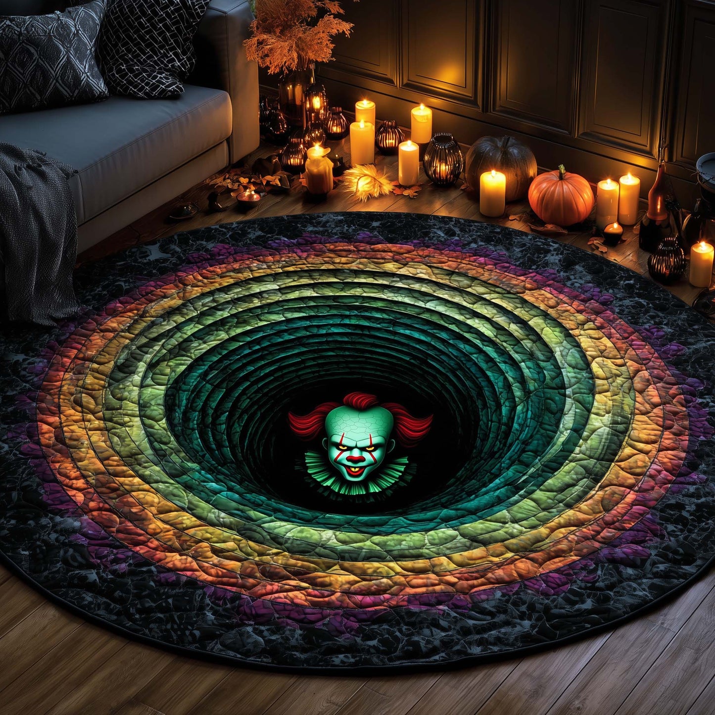Creepy Clown Quilted Round Mat GFTOHD11443