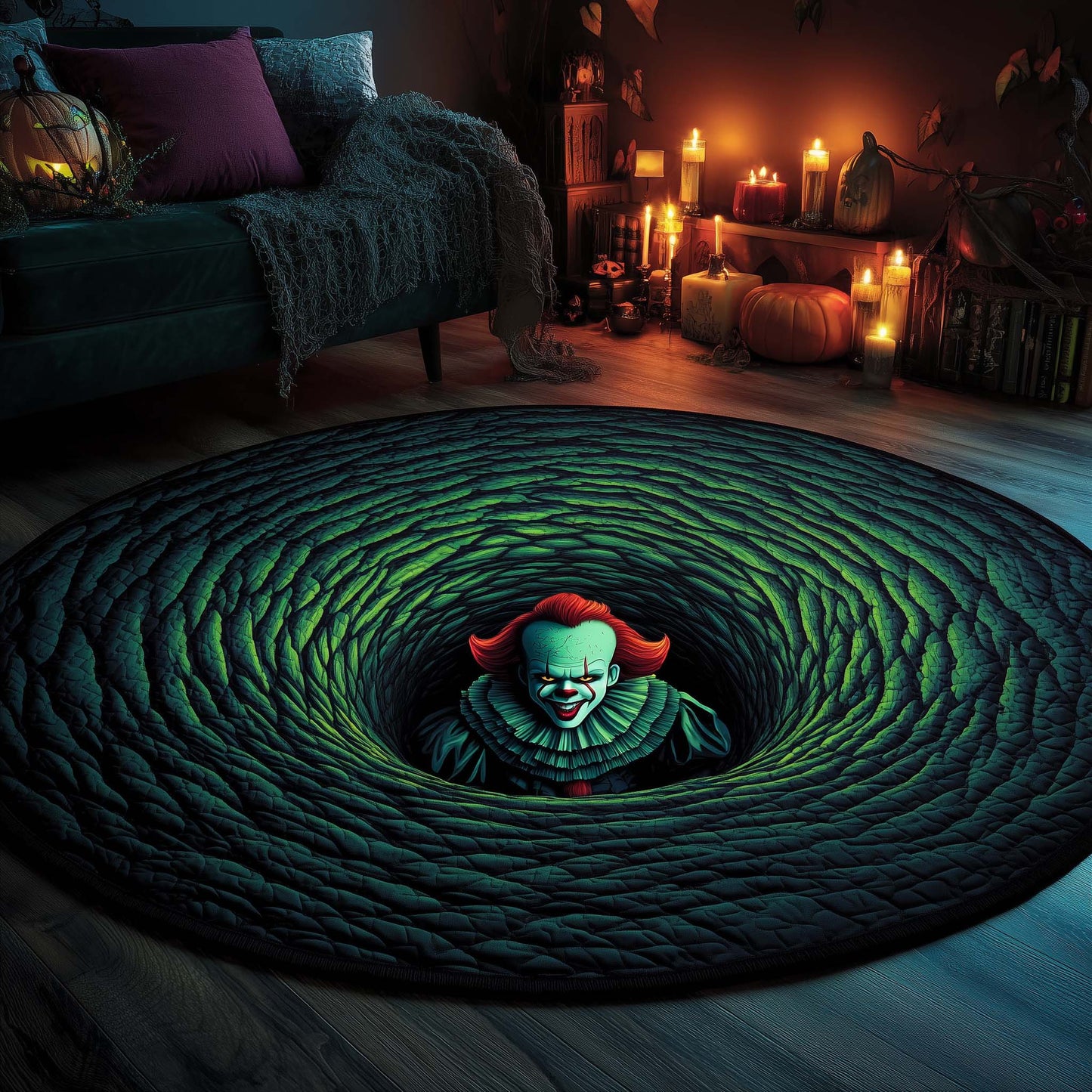 Creepy Clown Quilted Round Mat GFTOHD11444