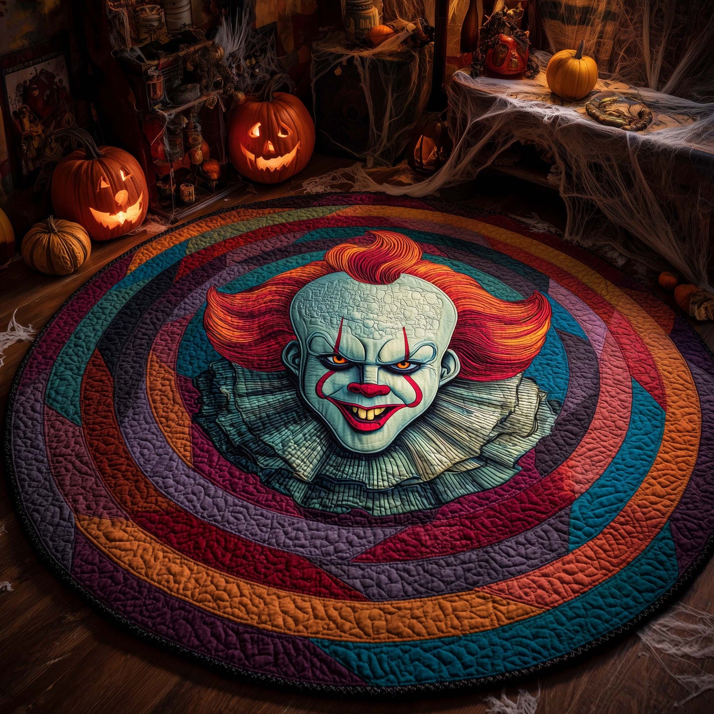 Creepy Clown Quilted Round Mat GFTOHD11445