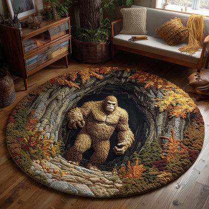 Bigfoot in Autumn Hollow Quilted Round Mat GFTOHD11446