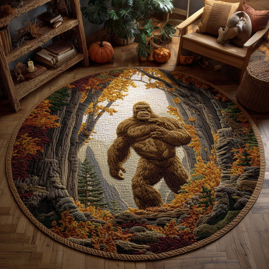 Bigfoot in Autumn Hollow Quilted Round Mat GFTOHD11447