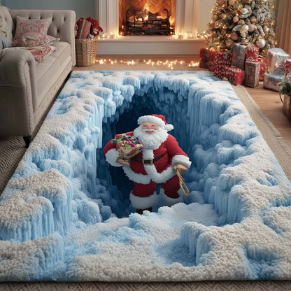 Santa in Frozen Cave Area Rug GFTOHD11459