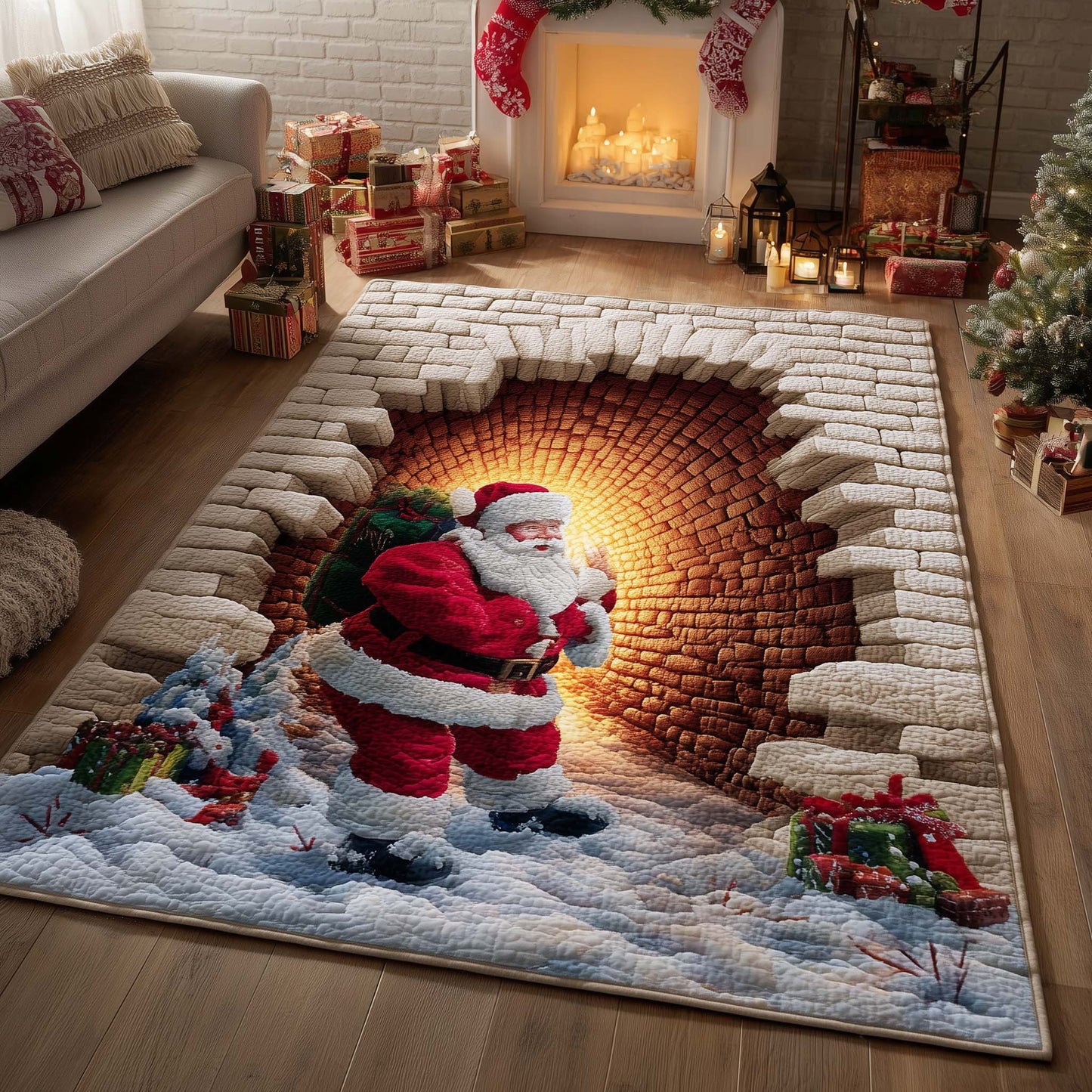 Santa Chimney Tunnel Area Rug GFTOHD11462