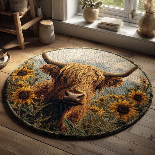 Highland Cow Heaven Quilted Round Mat GFTOHD11478