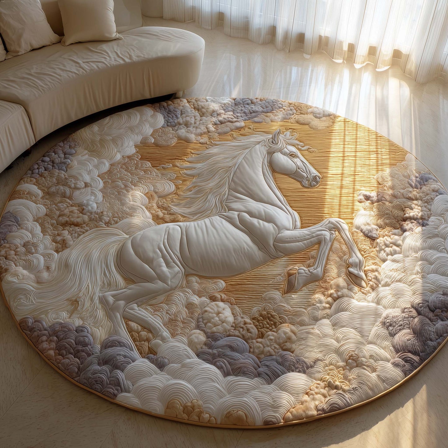 Pegasus Rising from Clouds Quilted Round Mat GFTOHD11483