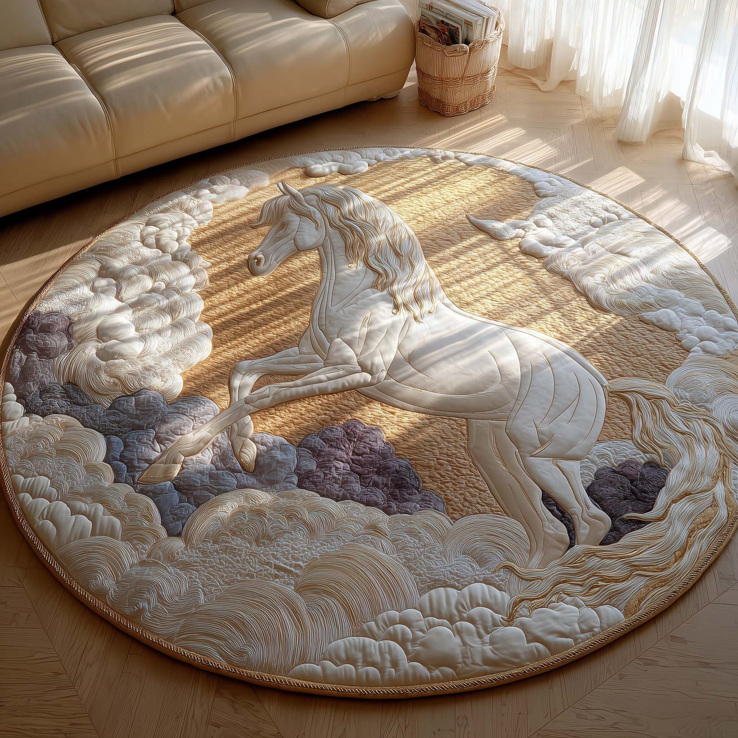 Pegasus Rising from Clouds Quilted Round Mat GFTOHD11484