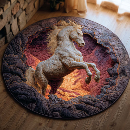 Fire Lava Horse Quilted Round Mat GFTOHD11485