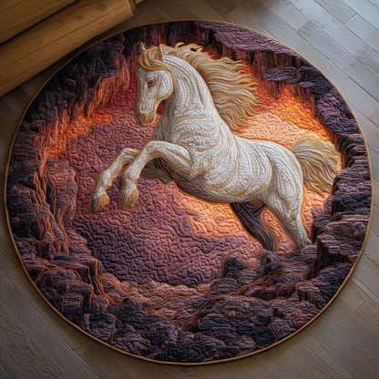 Fire Lava Horse Quilted Round Mat GFTOHD11486