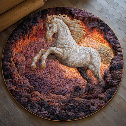 Fire Lava Horse Quilted Round Mat GFTOHD11486