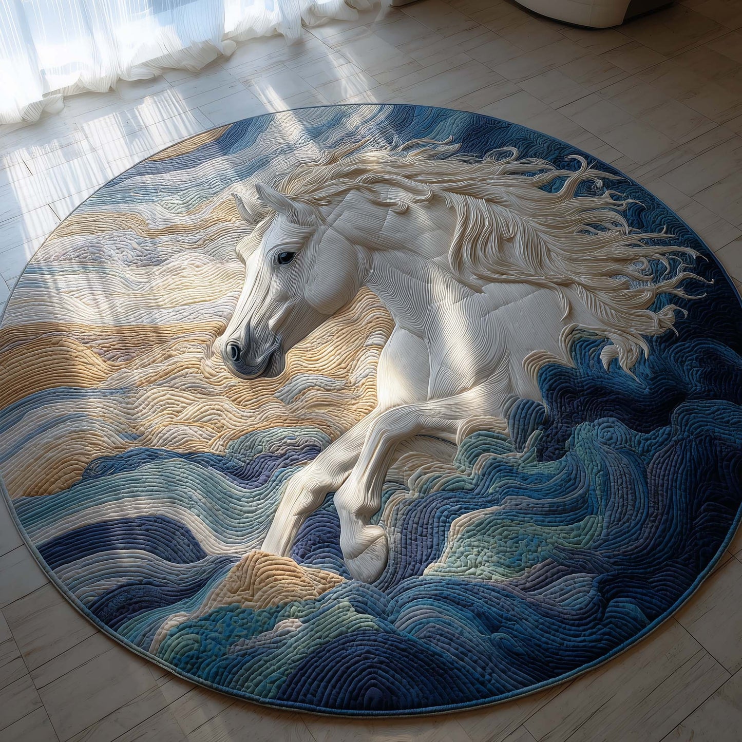 Water Spirit Horse Quilted Round Mat GFTOHD11487